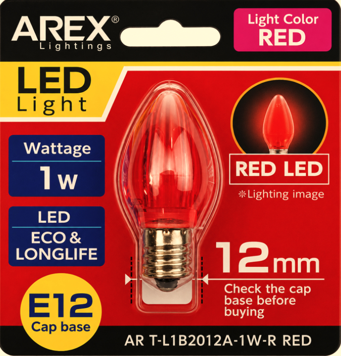 AREX AR T-L1B2012A-1W-R E12 LED BULB (RED)